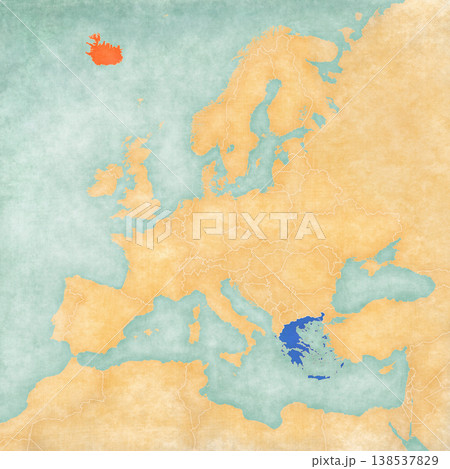 Map of Europe - Greece and Iceland 138537829