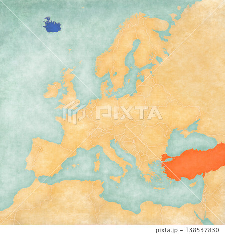 Map of Europe - Turkey and Iceland 138537830