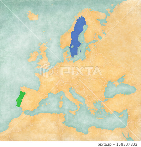 Map of Europe - Portugal and Sweden Map of Europe - Portugal and Sweden 138537832