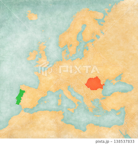 Map of Europe - Portugal and Romania 138537833