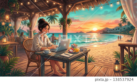 ワーケーション・デジタルノマドライフスタイル概念図 138537924