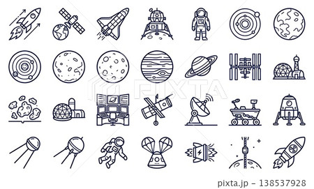 宇宙探査 スペーステクノロジーアイコンシート 138537928