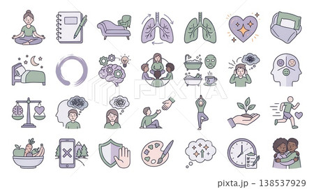 メンタルヘルス ウェルネスアイコンシート 138537929