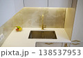 Modern Kitchen with Gold Faucet Detail 138537953