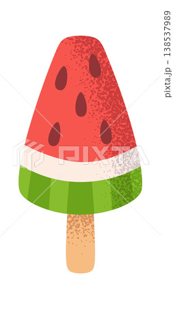 Popsicle Watermelon Slice With Seed Speckled Cartoon Popsicle Watermelon Slice With Seed Speckled Cartoon 138537989