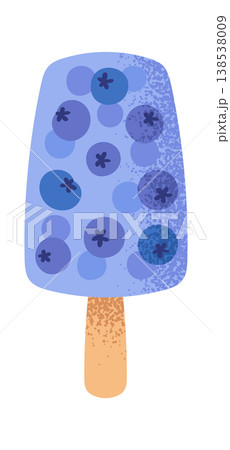 Popsicle With Blueberry Topping Textured Cartoon Popsicle With Blueberry Topping Textured Cartoon 138538009