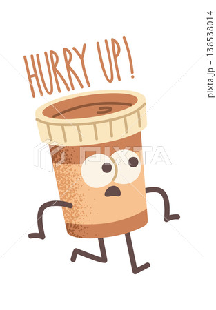 Coffee Cup Running With Urgency Cartoon Coffee Cup Running With Urgency Cartoon 138538014