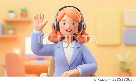 3Dカートゥーン カスタマーサポートキャラクター 138538065