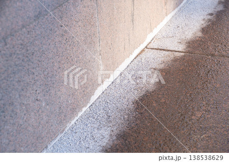 Technical salt and special chemicals on sidewalk in cold winter season Technical salt and special chemicals on sidewalk in cold winter season 138538629