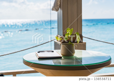 モルディブの海の見えるテラス 138538711