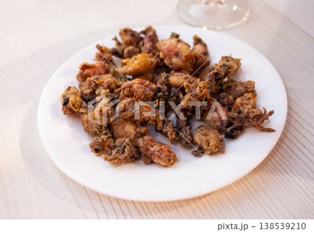 Spanish seafood dish battered fried baby squid 138539210