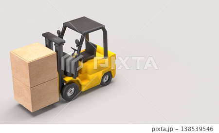 Forklift Carrying Boxes Logistics And Warehouse Concept 3d render. Forklift Carrying Boxes Logistics And Warehouse Concept 3d render. 138539546