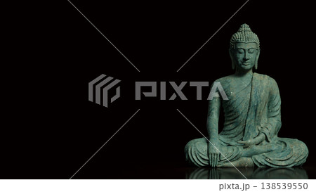 Ancient Buddha Statue Meditation Spiritual Zen Concept 3d render. Ancient Buddha Statue Meditation Spiritual Zen Concept 3d render. 138539550