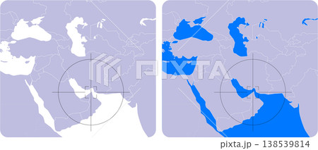 ホルムズ海峡の中東地図ベクターイラスト（クリーンパス・編集可能・コピースペース） 138539814