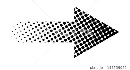 Dotted black arrow symbol with faded texture isolated on white background. Direction, motion, download or skip sign with vanishing halftone effect. Vector graphic illustrations Dotted black arrow symbol with faded texture isolated on white background. Direction, motion, download or skip sign with vanishing halftone effect. Vector graphic illustrations 138539933