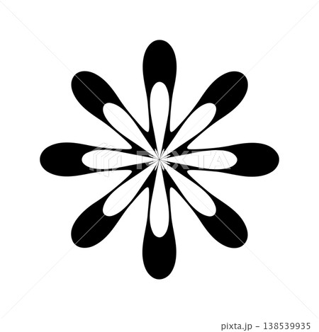 Simple flower shape with 8 petals isolated on white background. Spring or summer theme ornament. Minimalistic design element. Vector graphic illustration 138539935