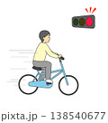 自転車の信号無視 赤信号を渡るイラスト 道路交通法違反 危険運転 NG 青切符 138540677
