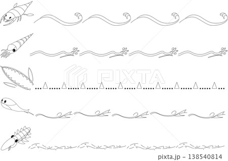 ポップなオルドビス紀生物の仕切り線素材セット 138540814