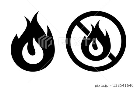 燃える 燃えない アイコンセット 白黒 モノクロ 138541640