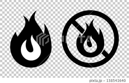 燃える 燃えない アイコンセット 白黒 モノクロ 138541640