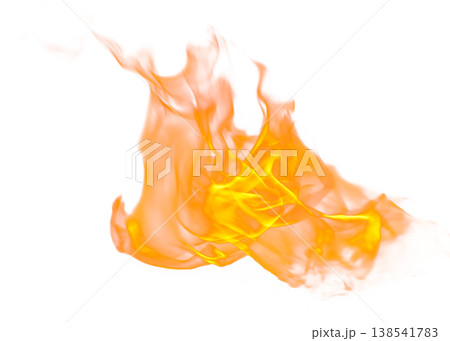 Bright orange and yellow flames with transparent background 138541783