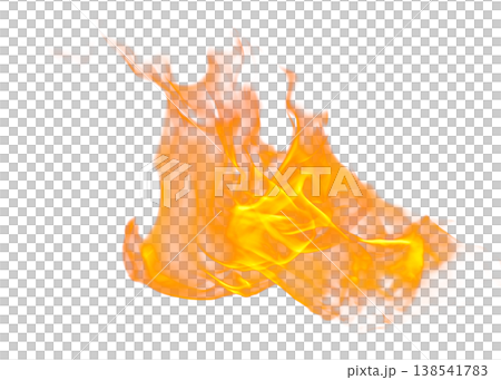 Bright orange and yellow flames with transparent background 138541783