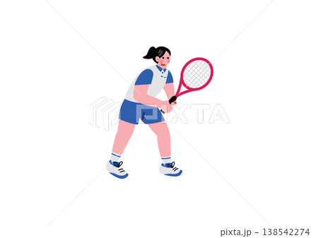 テニスをする女性のイラスト 138542274