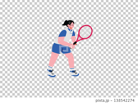 テニスをする女性のイラスト 138542274