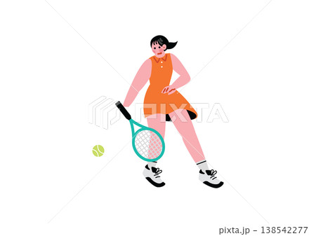 テニスをする女性のイラスト 138542277