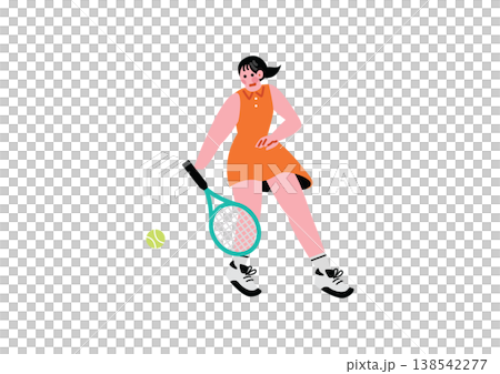 テニスをする女性のイラスト 138542277