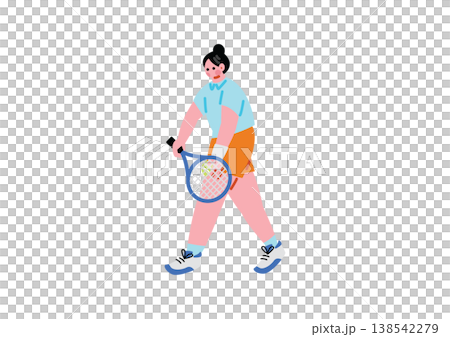 一個女人打網球的插圖 一個女人打網球的插圖 138542279