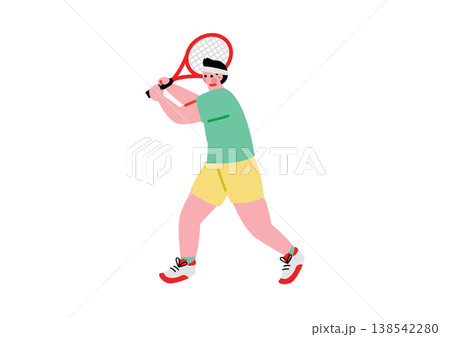 テニスをする男性のイラスト 138542280