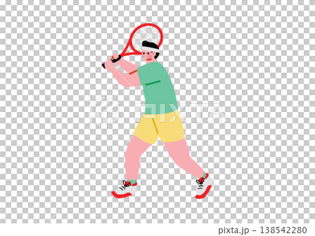テニスをする男性のイラスト 138542280