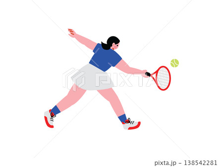 テニスをする女性のイラスト 138542281