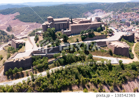 Ancient fortified castle complex of Cardona on hill, Spain Ancient fortified castle complex of Cardona on hill, Spain 138542365