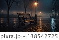 夜の公園にあるベンチ 138542725