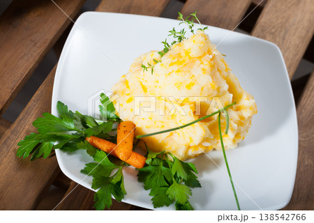 Mashed potato with carrots and herbs Mashed potato with carrots and herbs 138542766