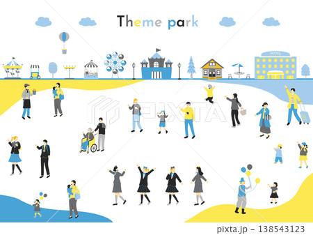 テーマパークで楽しむ人たち 138543123
