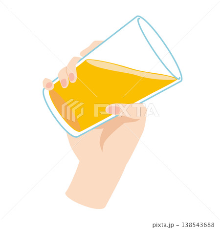 コップでジュースを飲む手のイラスト コップでジュースを飲む手のイラスト 138543688