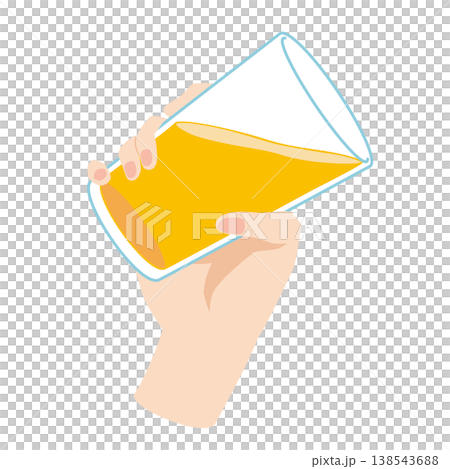 コップでジュースを飲む手のイラスト コップでジュースを飲む手のイラスト 138543688