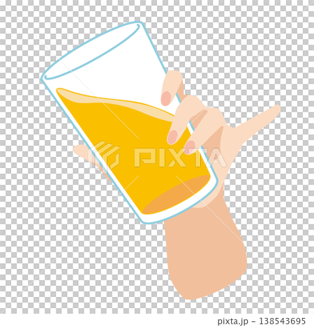 左手伸出小指，拿著一杯果汁的插圖。 138543695