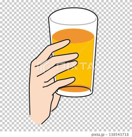 ジュースが入ったコップを持つ手のイラスト ジュースが入ったコップを持つ手のイラスト 138543718