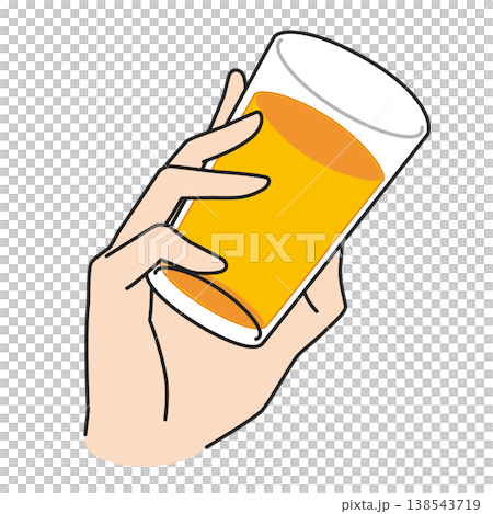 コップでジュースを飲む手のイラスト コップでジュースを飲む手のイラスト 138543719