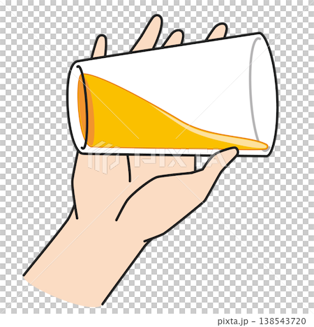 コップでジュースを飲む手のイラスト 138543720