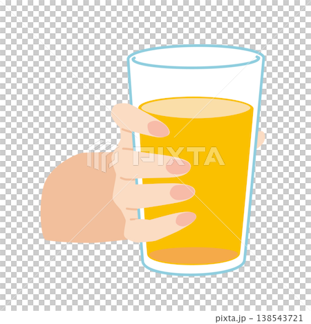 一手拿著一杯果汁的插圖。 一手拿著一杯果汁的插圖。 138543721