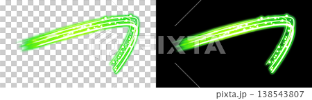 Magic effect assets featuring green light trails on transparent and black backgrounds. 138543807