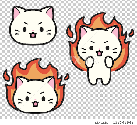熱い、やる気に燃えている猫のイラストセット 138543948
