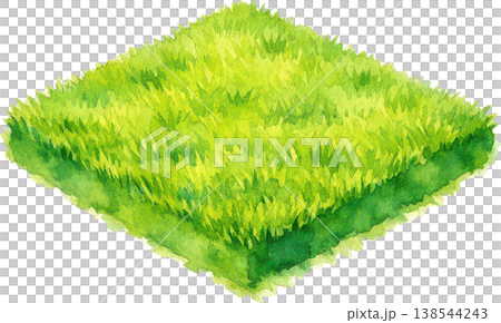 草塊水彩畫，綠色草原插圖，環境與生長 138544243