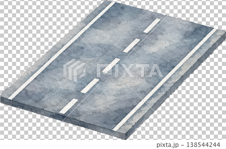 水彩手繪道路俯視圖：簡潔的設計，適用於交通、路線和規劃。 138544244