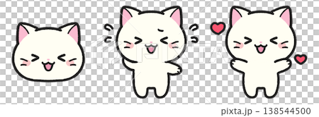 嬉しい、照れている猫のイラストセット 嬉しい、照れている猫のイラストセット 138544500